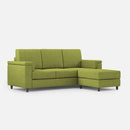 Divano 3 Posti con Pouf 208x155x85 cm Marrak in Tessuto Verde-1