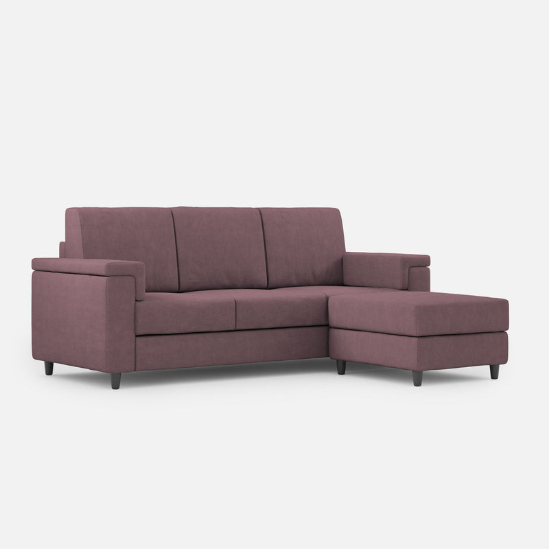 Divano 3 Posti con Pouf 208x155x85 cm Marrak in Tessuto Prugna-1