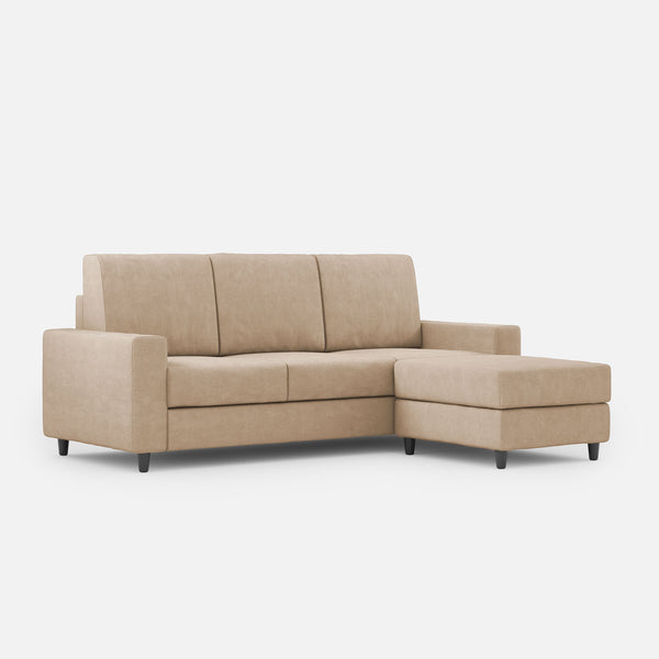 Divano 3 Posti con Pouf 208x155x85 cm Sakar in Tessuto Beige acquista