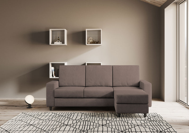 Divano 3 Posti con Pouf 208x155x85 cm Sakar in Tessuto Talpa-2