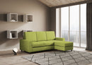 Divano 3 Posti con Pouf 208x155x85 cm Sakar in Tessuto Verde-3