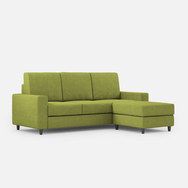 online Divano 3 Posti con Pouf 208x155x85 cm Sakar in Tessuto Verde