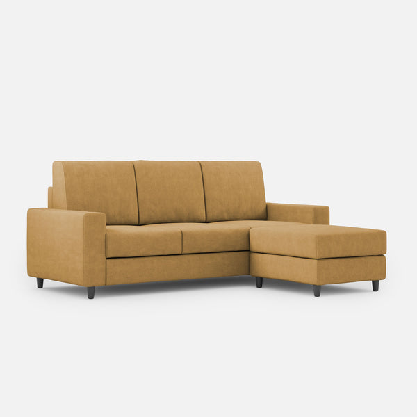 Divano 3 Posti con Pouf 208x155x85 cm Sakar in Tessuto Ocra prezzo