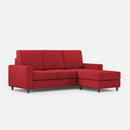 Divano 3 Posti con Pouf 208x155x85 cm Sakar in Tessuto Rosso-1