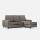 Divano 3 Posti con Pouf 208x155x85 cm Sakar in Tessuto Grigio-1