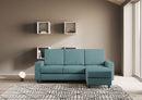 Divano 3 Posti con Pouf 208x155x85 cm Sakar in Tessuto Petrolio-2