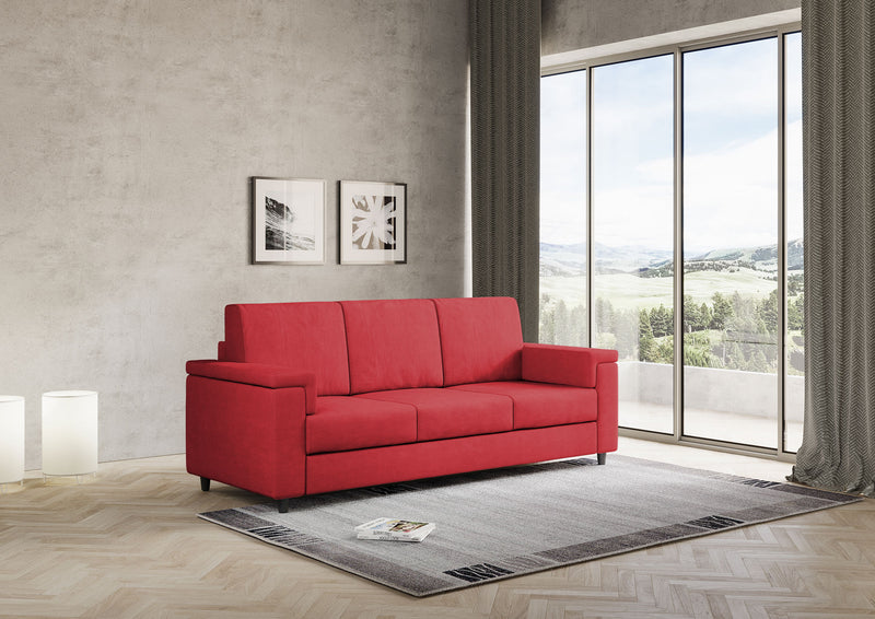 Divano 3 Posti 208x85x85 cm Marrak in Tessuto Rosso-3