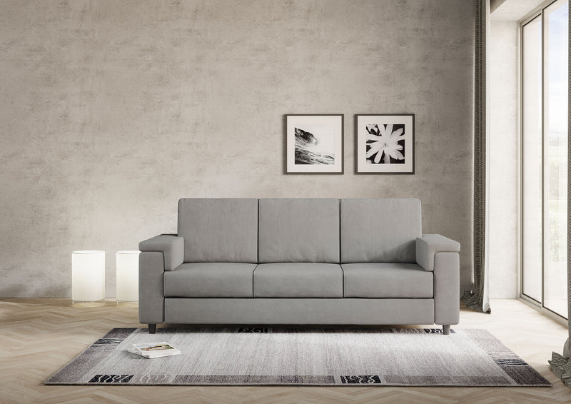 Divano 3 Posti 208x85x85 cm Marrak in Tessuto Grigio-2