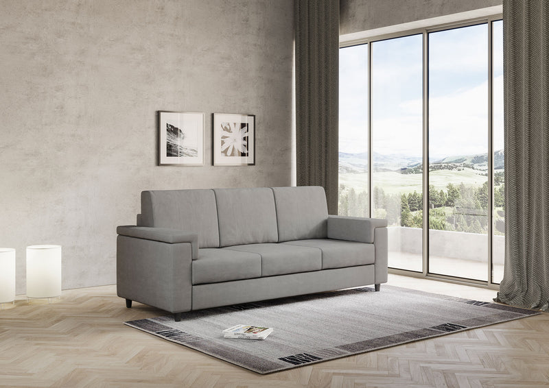 Divano 3 Posti 208x85x85 cm Marrak in Tessuto Grigio-3