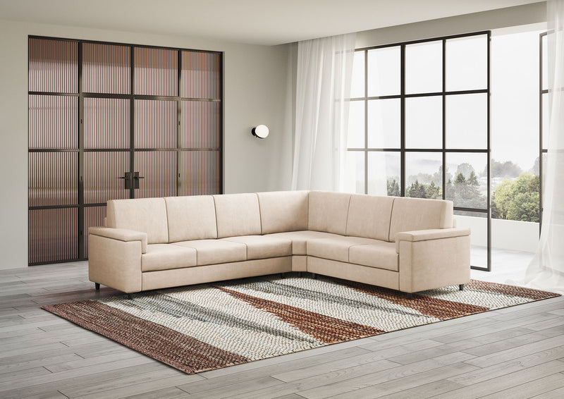 Divano Angolare 6 Posti 286x226x85 cm Marrak in Tessuto Beige-3