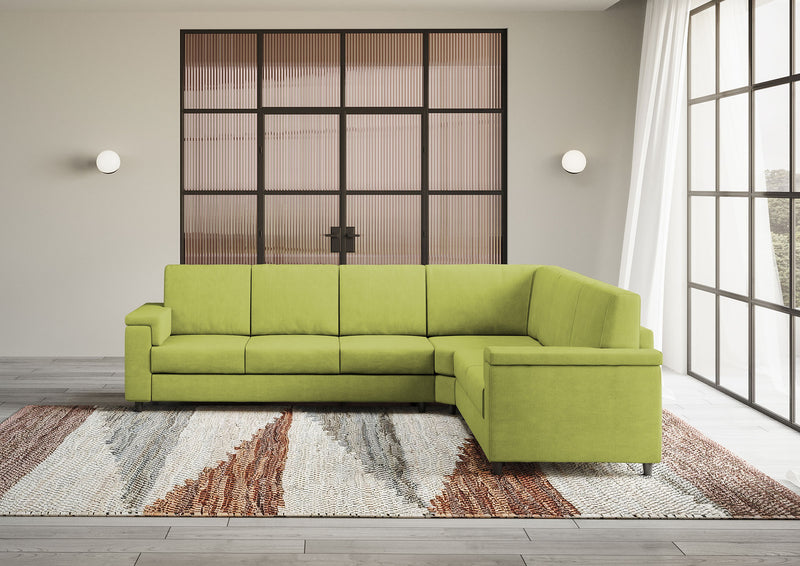 Divano Angolare 6 Posti 286x226x85 cm Marrak in Tessuto Verde-2