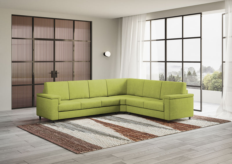 Divano Angolare 6 Posti 286x226x85 cm Marrak in Tessuto Verde-3