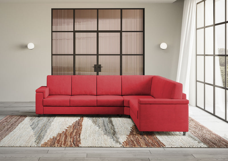 Divano Angolare 6 Posti 286x226x85 cm Marrak in Tessuto Rosso-2