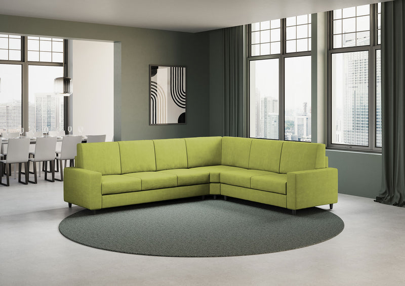 Divano Angolare 6 Posti 286x226x85 cm Sakar in Tessuto Verde-3