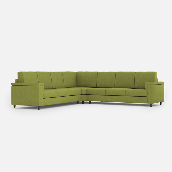 sconto Divano Angolare 7 Posti 286x286x85 cm Marrak in Tessuto Verde