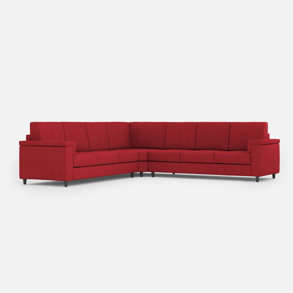 sconto Divano Angolare 7 Posti 286x286x85 cm Marrak in Tessuto Rosso