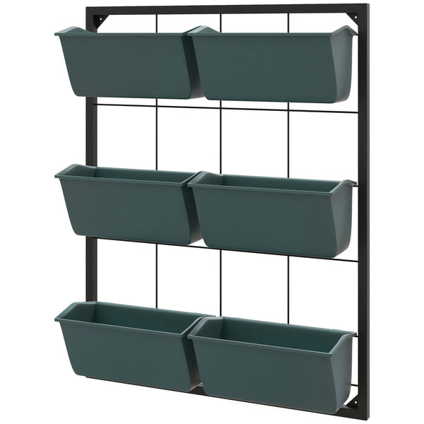 acquista Orto Verticale a 3 Livelli con 6 Vasi 52x14x66 cm in Acciaio e Plastica Verde Scuro