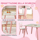 Set Tavolo con 2 Sedie per Bambini in Legno di Pino e MDF Rosa-5