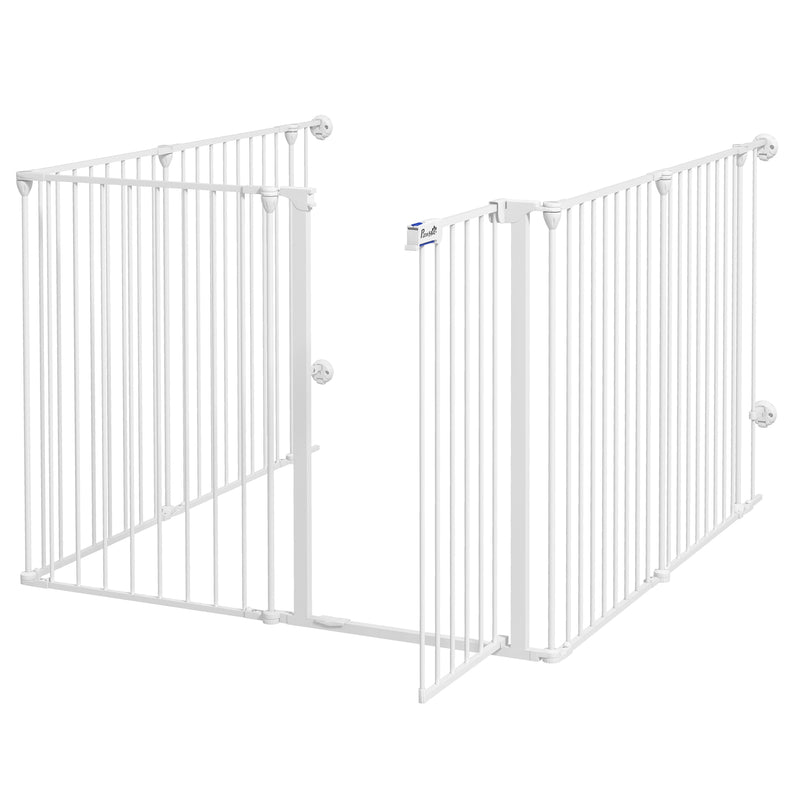 Cancelletto di Sicurezza per Animali Domestici 123x102x90 cm in Metallo e Plastica Bianco-1