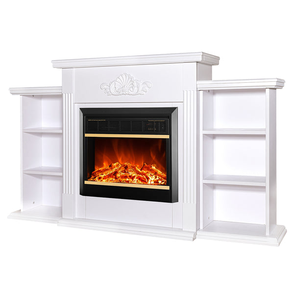 prezzo Camino Elettrico da Pavimento 78x115x27 cm Effetto Fiamma 1500W Firida & Mars Bianco