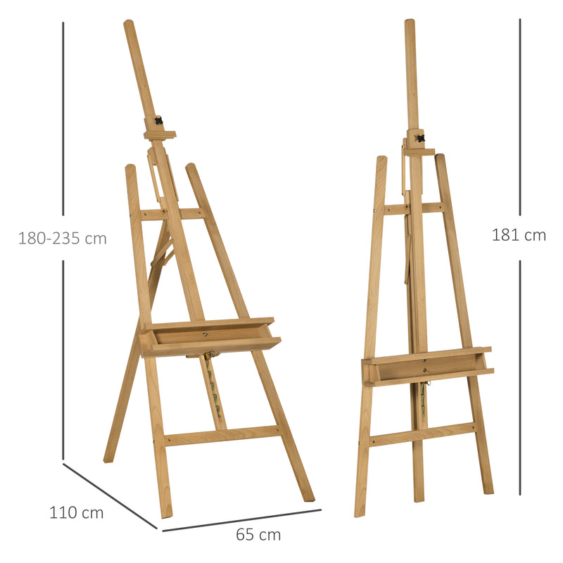 Cavalletto Treppiede da Pittura 65x110x180-235 cm in Legno Naturale-3