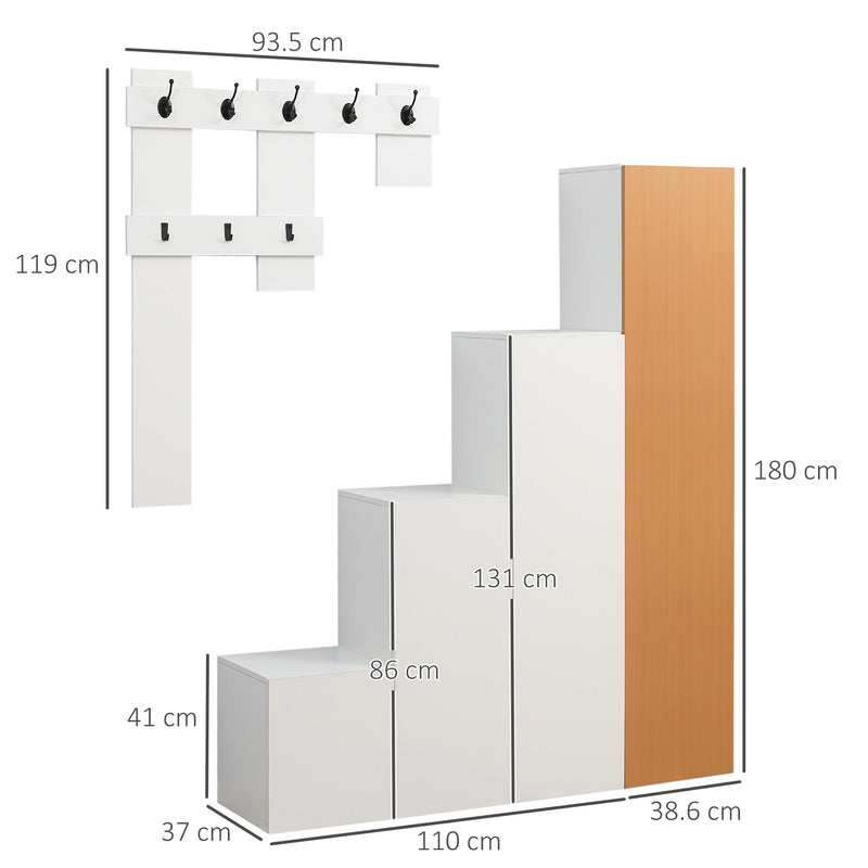 Mobile Ingresso 38,6x37x180 cm in Truciolato e MDF Bianco-3