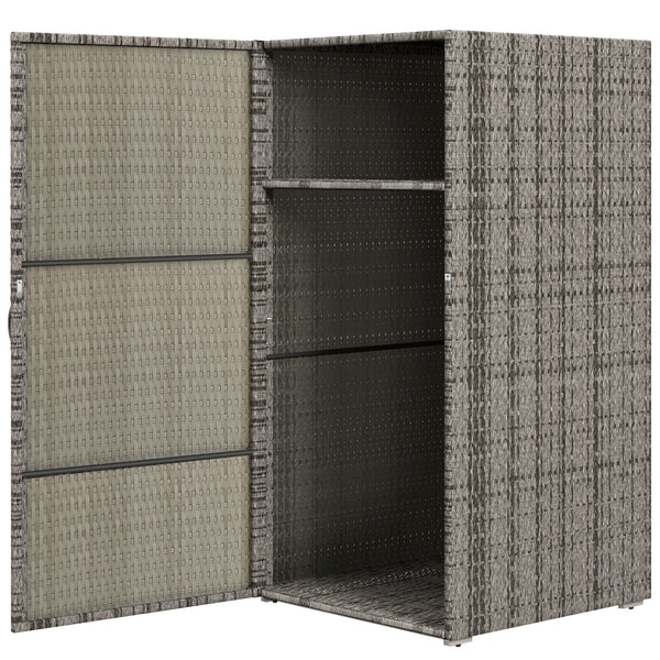 Armadio da Giardino 2 Vani 60x63x120 cm in Rattan PE Grigio prezzo