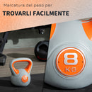 Kettlebell per Allenamento 8 Kg Base Piatta e Impugnatura per Stacchi in PU e Sabbia Arancione-5