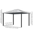 Gazebo da Giardino 2,94x3,60x2,67m con Tetto in Policarbonato e Zanzariere in Acciaio Kaki-3