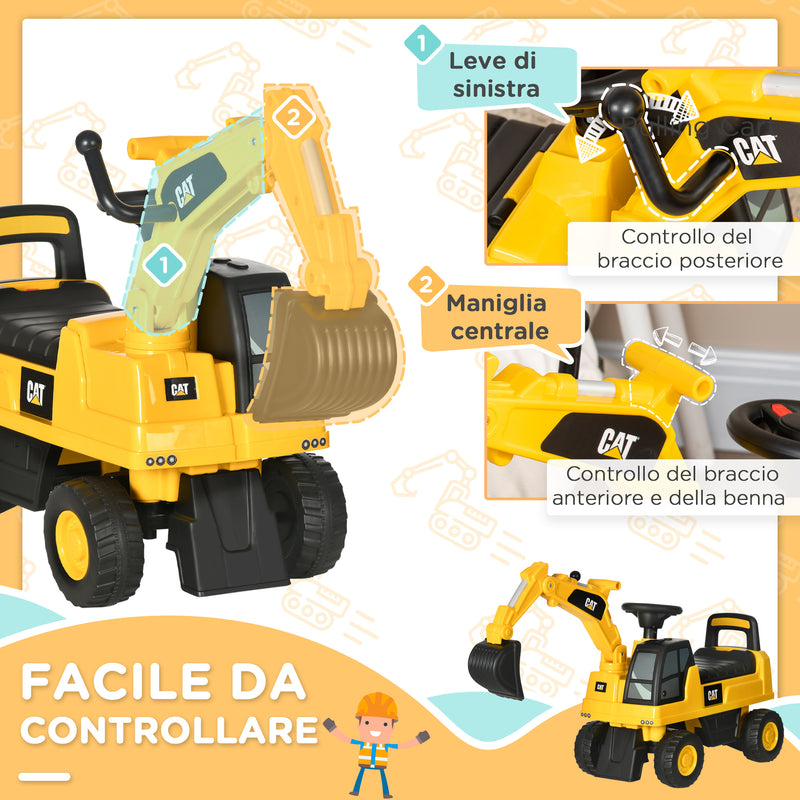 Escavatore Ruspa Cavalcabile per Bambini Giallo-5