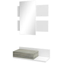 Mobile da Ingresso 2 in 1 con Specchio e Cassetto in MDF Grigio e Bianco-1