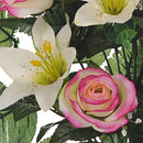 Set 2 Bouquet Artificiali Frontale Composto da 14 Rose e Lilium H 55 cm-3