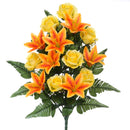 Set 2 Bouquet Artificiali Frontale Composto da 14 Rose e Lilium H 55 cm-1