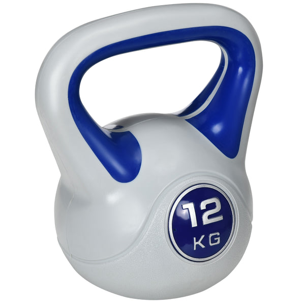 Kettlebell per Allenamento 12 Kg Base Piatta e Impugnatura per Stacchi in PU e Sabbia Blu acquista