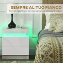 Comodino con LED RGB 45x35x52 cm 2 Cassetti in Truciolato Bianco-5