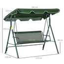 Dondolo 3 Posti da Giardino 172x110x153 cm in Acciaio a Strisce Bianco e Verde-3