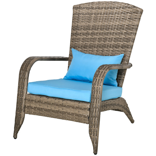 Sedia da Giardino 65x86x90 cm in Rattan e Acciaio Marrone e Blu acquista