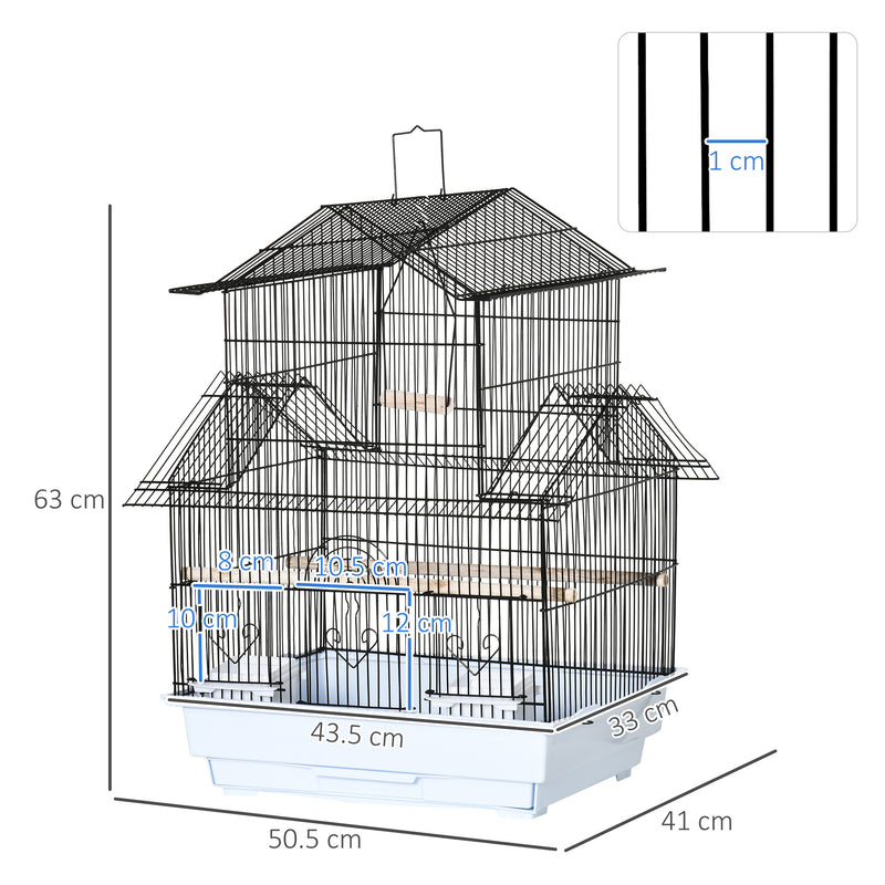 Gabbia per Uccelli 50,5x41x63 cm in Metallo e Plastica Bianco-3