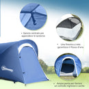 Tenda da Campeggio 265x140x95 cm con Gancio Interno e Finestre a Rete Azzurra-5