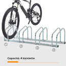 Rastrelliera Porta Biciclette 4 Posti 110x33x27 cm in Acciaio Argento-4