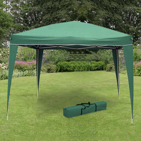 Gazebo Pop Up Pieghevole 3x3 M Richiudibile Struttura in Acciaio Tessuto Verde-2