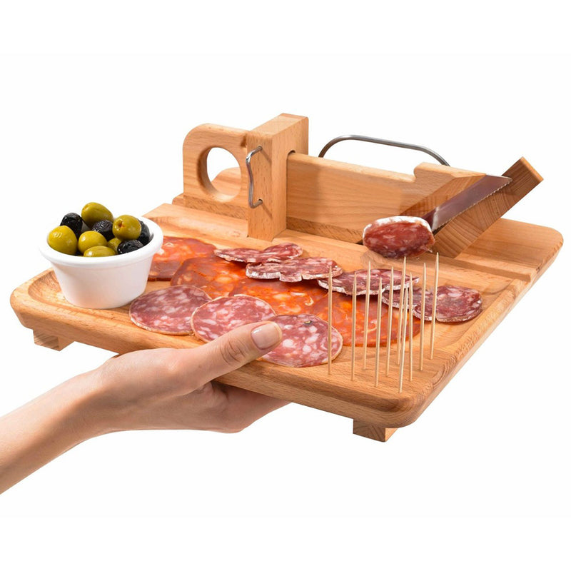 Ghigliottina Affettatutto Affetta Salame Baguette Formaggio con Tagliere in Legno-7