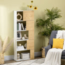 Libreria con Scaffali 5 Ripiani 63x22x166 cm in Legno e Metallo Bianco e Naturale-2