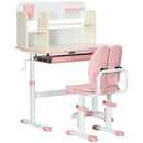 Banco Studio Scuola per Bambini 80x52x88-109 cm in MDF e Acciaio Rosa-1