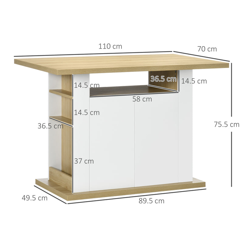 Tavolo con Armadietto 110x70x75,5 cm in Legno Trciolare Bianco e Naturale-3