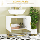 Mobile Sotto Lavabo Bagno 60x30x65 cm in Legno e Acciaio Bianco e Oro-6