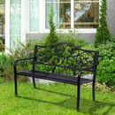 Panchina da Giardino 2 Posti con Schienale Decorato 127x60x89 cm in Ghisa e Metallo Nero-2