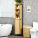 Mobile da Bagno a 3 Livelli con Torre per Asciugamani 30x28x168 cm in Truciolato e Acciaio Nero-2