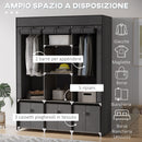 Armadio Guardaroba da Campeggio 125x43x162,5 cm con Cassetti e Ante Avvolgibili con Zip Grigio Scuro-4