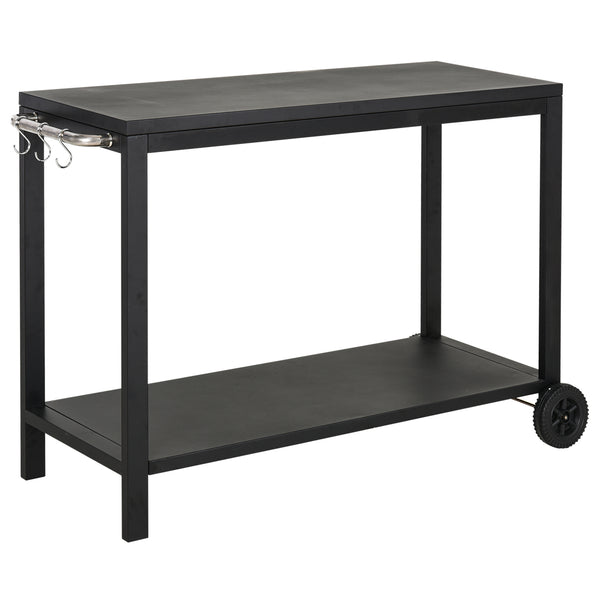 sconto Carrello da Cucina 2 Livelli 128x46,5x86,5 cm in Metallo Nero